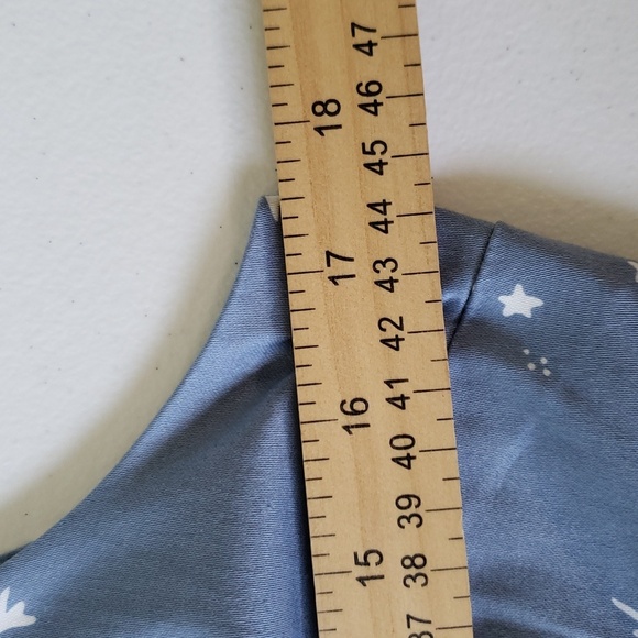 Modcloth Holiday Dress Medium Blue Red White Sleeveless Belt Snowflakes Winter - Picture 12 of 16